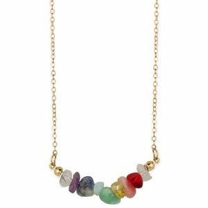 Horizontal Beaded Stones Chakra Gold Necklace